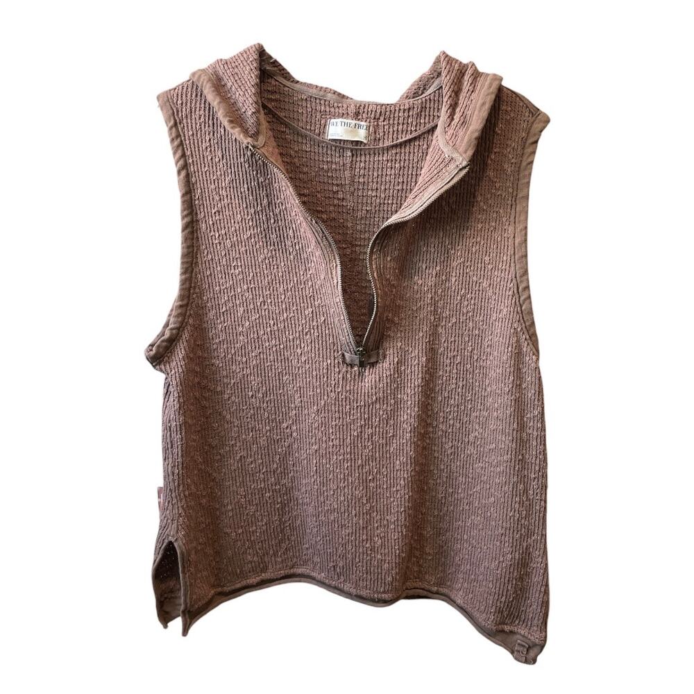 Free People We The Free Beach Day Hoodie Mauve Sleeveless Thermal Top M